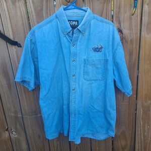 Vintage Denim Button Down Casual Shirt Copa Banana Casino Magic Men's Large